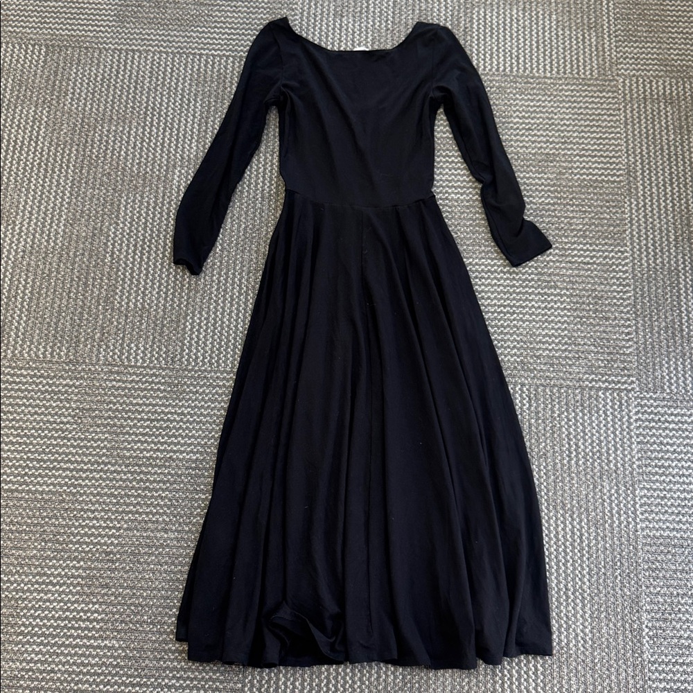 Reformation Lou Stretch Fit & Flare Black Midi Long Sleeve Dress, size S - Picture 6 of 6